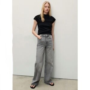 Mango Gray Danila Wide Leg Women's Jeans Sz‎ 6